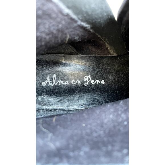 Alma en Pena Black Leather Buckle Ankle Boots Studded Style (EU 40 / US 9.5) - Picture 3 of 12